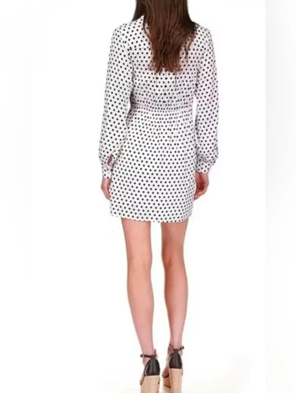 Michael Kors White Mini Wrap Dress with Black Polka Dots